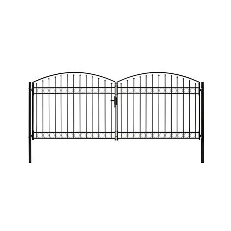 Dvoukřídlá zahradní brána s obloukem ocelová 400×175 cm černá SHUMEE