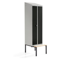 Šatní skříňka CLASSIC COMBO, 1 sekce, 2 boxy, 2290x600x550 mm, lavice, černé dveře