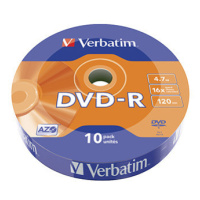 Verbatim DVD-R, Matt Silver, 43729, 4.7GB, 16x, cake box, 10-pack, bez možnosti potisku, 12cm, p