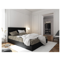 Čalouněná postel CESMIN 180x200 cm, krémová se vzorem/černá