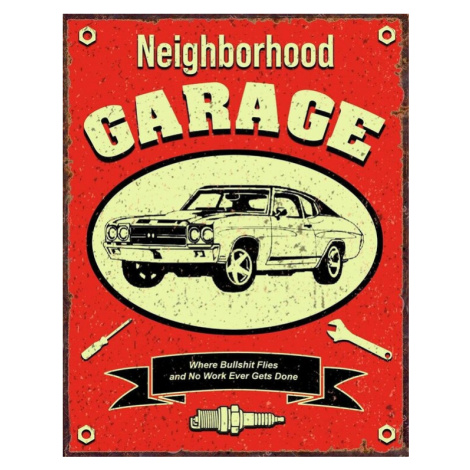 Plechová cedule Neighborhood Garage, ( x  cm)