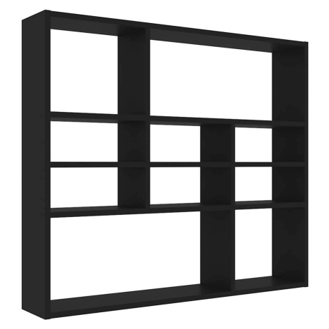 vidaXL Nástěnná police černá 90x16x78 cm kompozitní dřevo