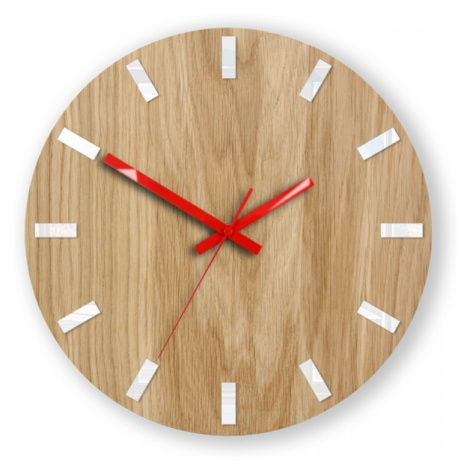 ModernClock Nástěnné hodiny Simple Oak hnědo-červené