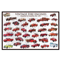 Plakát, Obraz - Vintage fire engines