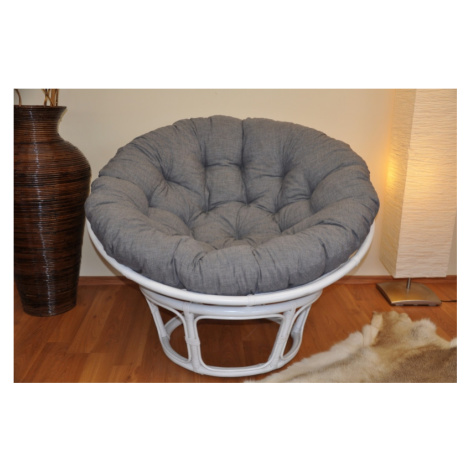 Papasan DIAS — ratan, látka, ⌀115 cm, bílá / více barev Šedý melír