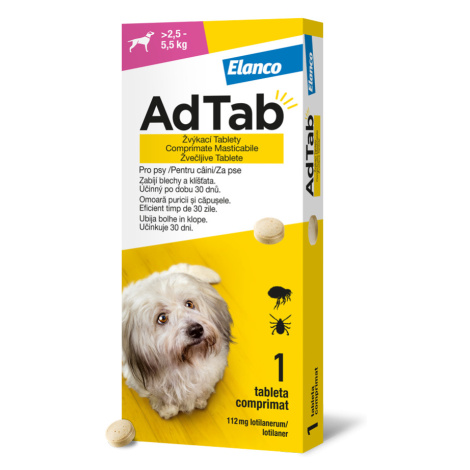 AdTab 112 mg žvýkací tablety pro psy o hmotnosti > 2,5–5,5 kg