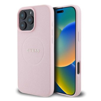 Guess PU Grained Classic Logo MagSafe Zadní Kryt pro iPhone 16 Pro Max Pink