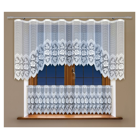 SET 2 KUSY - Dekorační vitrážová žakárová záclona LAVAN bílá 300x100 cm + 300x45 cm (cena za 2 k MyBestHome PRO