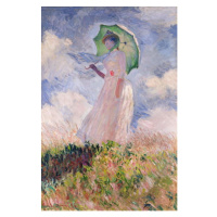 Obrazová reprodukce Woman with Parasol turned to the Left, 1886, Claude Monet, 26.7x40 cm