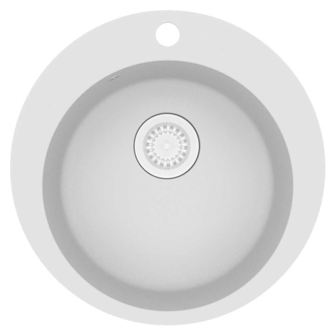 vidaXL Žulový kuchyňský dřez jednoduchý kulatý bílý