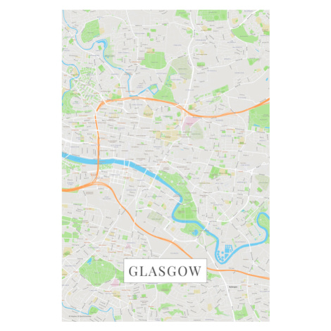 Mapa Glasgow color, POSTERS, (26.7 x 40 cm)