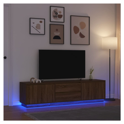 vidaXL TV skříňka s LED světly Hnědý dub 193,5x41x50 cm