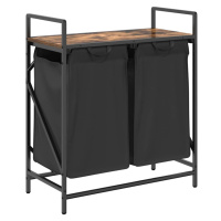 vidaXL Koš na prádlo se 2 přihrádkami a policí kouřový dub
