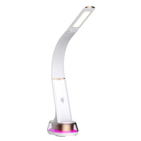 IMMAX LED stolní lampička Corella s Qi nabíjením bílá se zlatými prvky, RGB podsvícení