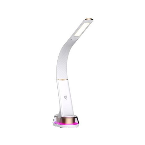 IMMAX LED stolní lampička Corella s Qi nabíjením bílá se zlatými prvky, RGB podsvícení