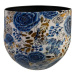 Obal/váza kulatý DUTCH kovový bílo-modrý 28cm
