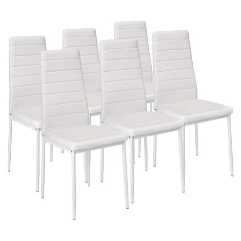 tectake 401848 6 jídelních židlí, syntetická kůže - bílá - bílá