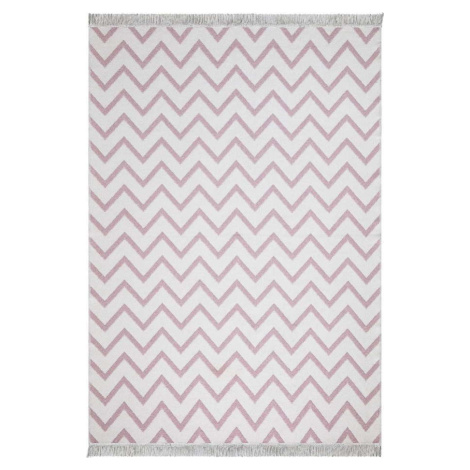 Bílo-růžový bavlněný koberec Oyo home Duo, 60 x 100 cm