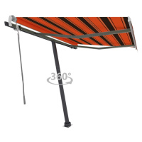 vidaXL Volně stojící ručně zatahovací markýza 350x250 cm oranžovohnědá