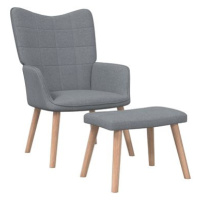 Relaxační židle se stoličkou světle šedá textil, 327930