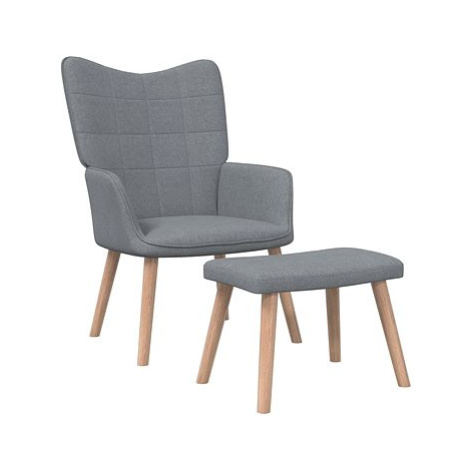 Relaxační židle se stoličkou světle šedá textil, 327930 SHUMEE