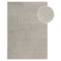 Šedý vlněný koberec Flair Rugs Zen Garden, 120 x 170 cm