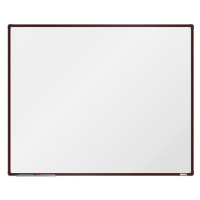 boardOK Bílá magnetická tabule s emailovým povrchem 150 × 120 cm, hnědý rám