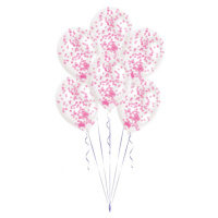 Amscan Balónky latexové růžové - konfetové 6 ks
