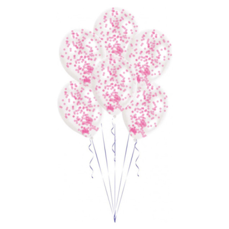 Amscan Balónky latexové růžové - konfetové 6 ks