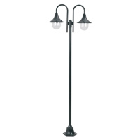 vidaXL Zahradní sloupová lampa 2 ramena E27 220 cm hliník tmavě zelená