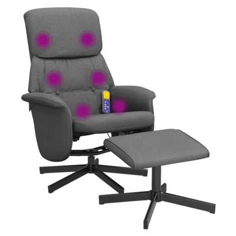 vidaXL Masážní polohovací křeslo s podnožkou tmavě šedé textil