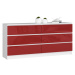 Ak furniture Komoda Rollo V 160,4 cm bílá/červená lesklá
