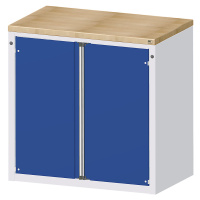 ANKE Skříňka pro pult pro výdej materiálu a nástrojů, 2 dveře, 2 police, šedá / modrá