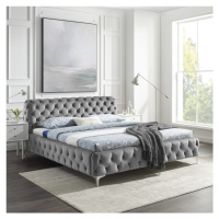Estila Luxusní chesterfield manželská postel Modern Barock ve stříbrném provedení ze sametu 180x