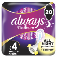 ALWAYS Platinum secure Night hygienické vložky s křidélky 20 ks