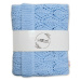 Baby Nellys Luxusní bavlněná háčkovaná deka, dečka. ažurková LOVE, 75x95cm - světle modrá