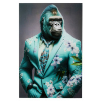 KARE Design Skleněný obraz Mister Gorilla - modrý, 60x90cm