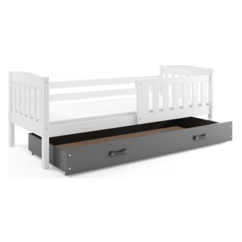Dětská postel KUBUS s úložným prostorem 90x200 cm - bílá Šedá BMS