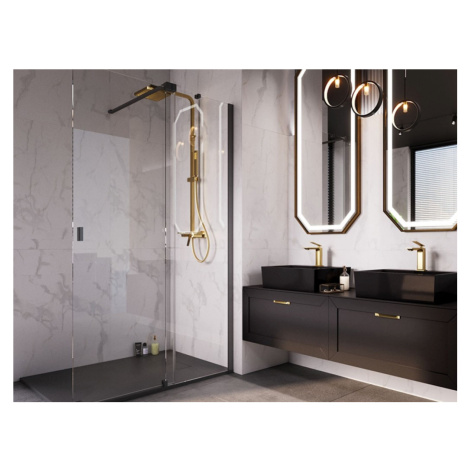 BESCO Walk-in sprchový kout VAYO BLACK Barva rámu Černá, Rozměr A 90, Rozměr C 200, Směr zavírán