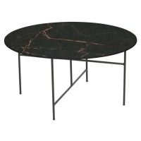 Černý konferenční stůl s porcelánovou deskou WOOOD Vida, ⌀ 80 cm