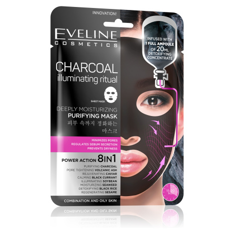 Eveline Charcoal pleťová textilní maska čisticí 1 ks