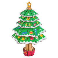 Woodcraft construction kit Dřevěné 3D puzzle Vánoční strom zelený