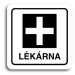 Accept Piktogram "lékárna" (80 × 80 mm) (bílá tabulka - černý tisk)