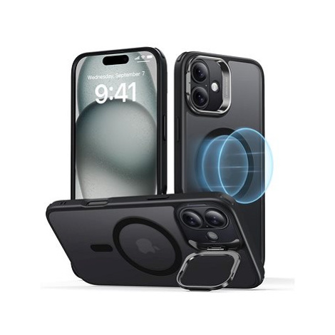 ESR Classic Hybrid Case with Stash Stand (HaloLock), Compatible with iPhone 16, Frosted Black