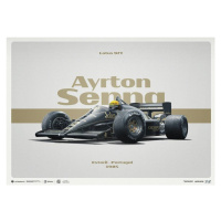 Umělecký tisk Lotus 97T - Ayrton Senna - Horizontal Tribute - Estoril, 1985, Automobilist, 70 × 