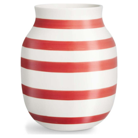 Bílo-červená pruhovaná keramická váza Kähler Design Omaggio, výška 20,5 cm