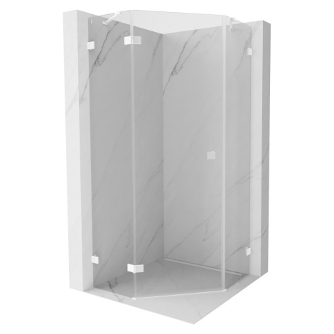 MEXEN/S Lunar sprchový kout pětiboký křídlový levá 90 x 90, transparent, bílá 831-090L-090P-20-0