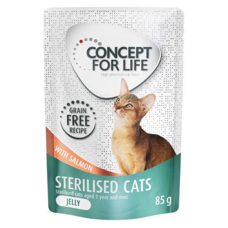 Výhodné balení Concept for Life bez obilovin 24 x 85 g - Sterilised Cats losos - v želé