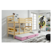 Dětská patrová postel ERYK s výsuvným lůžkem 90x200 cm - borovice Růžová
