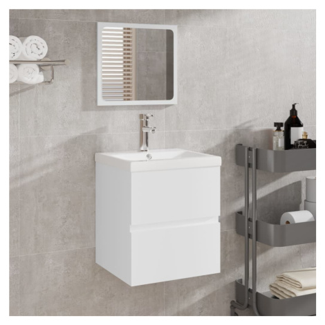 vidaXL Koupelnová skříňka s umyvadlem a zrcadlem bílá